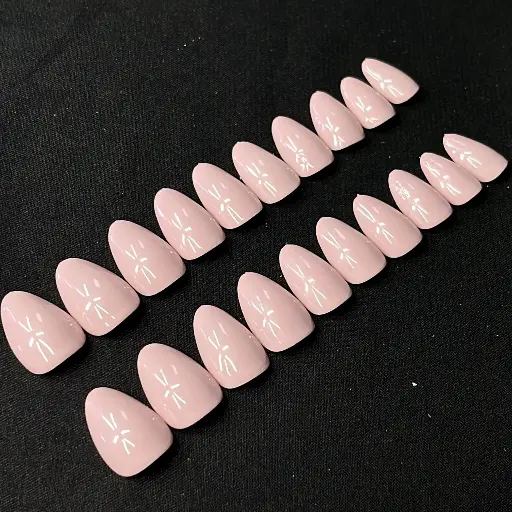 Short almond pink nails